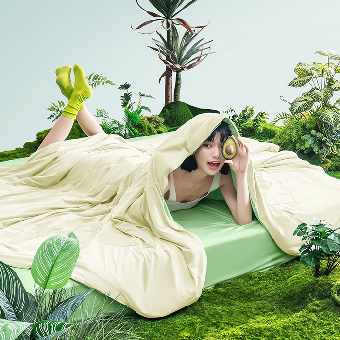 爱彼家纺 2026新款生活果蔬夏凉被凉感舒适冰凉双拼果蔬夏被夏凉被空调被 果蔬夏被-哈密瓜绿