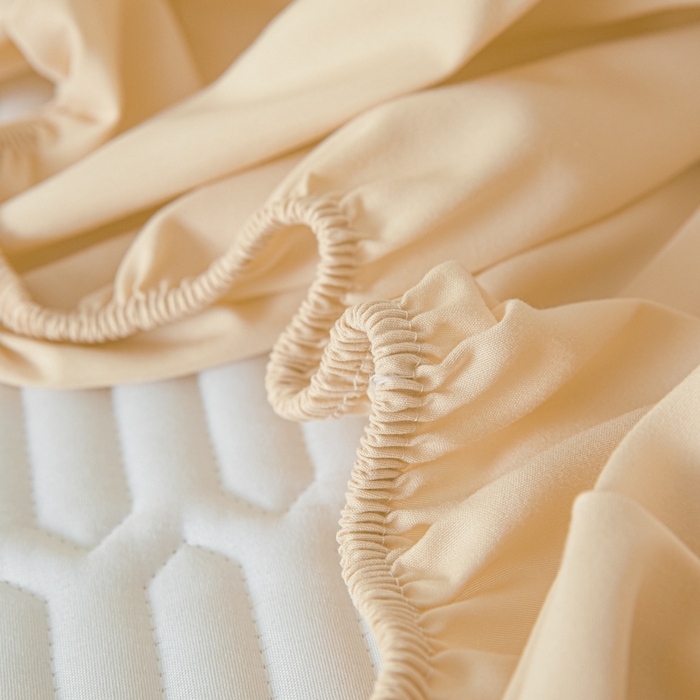 91家纺网 家纺一手货源 找家纺 女子家纺 2026新款新款A类新疆棉花夹棉防水单品床笠 小竹纹-卡其