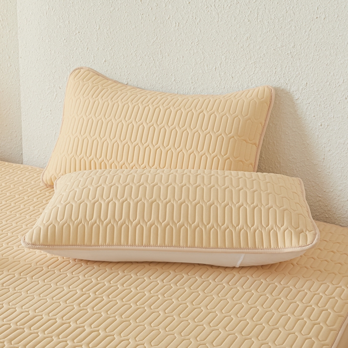 91家纺网 家纺一手货源 找家纺 女子家纺 2026新款新款A类新疆棉花夹棉防水单品床笠 小竹纹-卡其