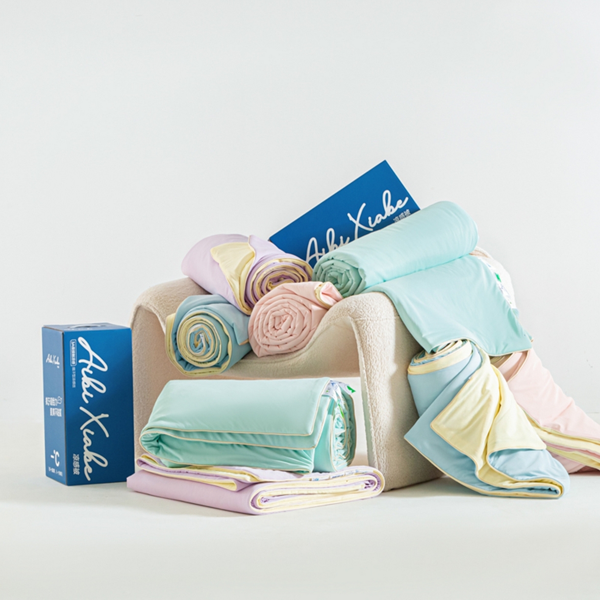 爱彼家纺 2026新款冰吸薄荷A类氨纶黑科技凉感夏被冰薄荷空调被夏凉被-薄荷系列二 组合图仅供展示不可下单