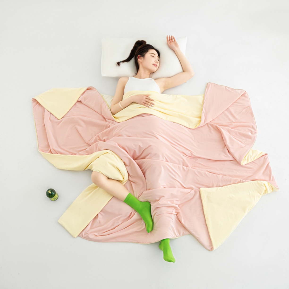 91家纺网 家纺一手货源 找家纺 爱彼家纺 2026新款冰吸薄荷A类氨纶黑科技凉感夏被冰薄荷空调被夏凉被-薄荷系列二 薄荷粉