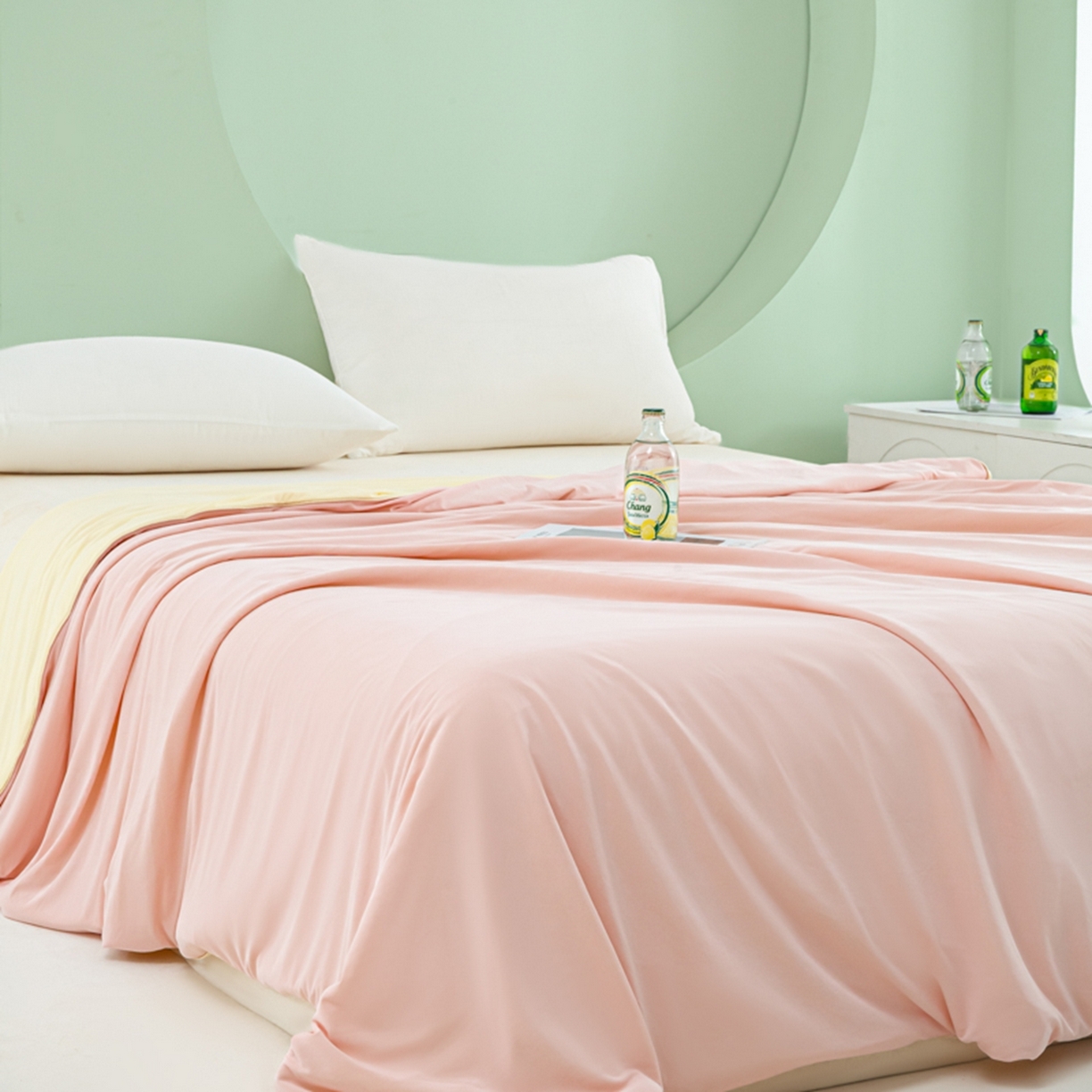 91家纺网 家纺一手货源 找家纺 爱彼家纺 2026新款冰吸薄荷A类氨纶黑科技凉感夏被冰薄荷空调被夏凉被-薄荷系列二 薄荷粉