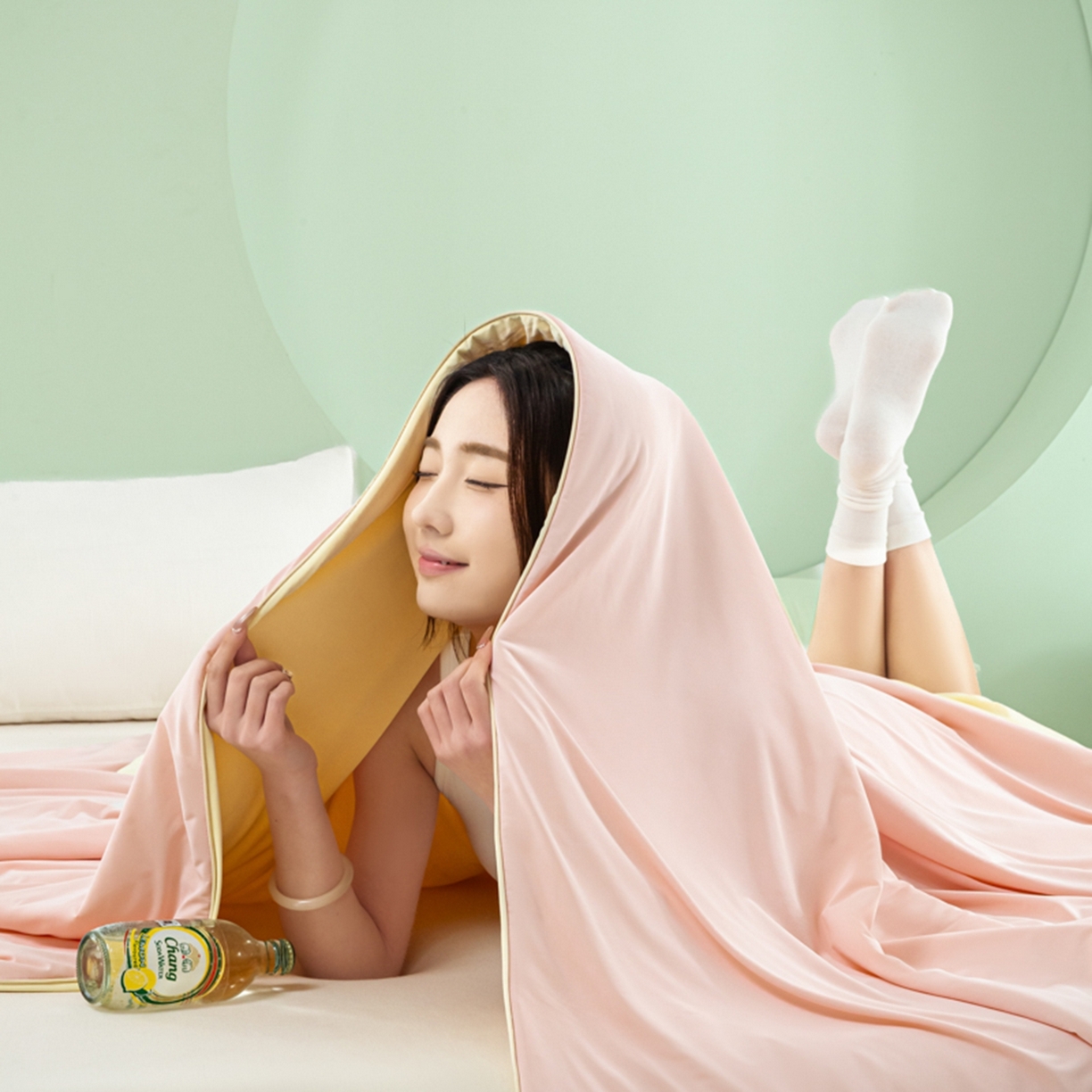 91家纺网 家纺一手货源 找家纺 爱彼家纺 2026新款冰吸薄荷A类氨纶黑科技凉感夏被冰薄荷空调被夏凉被-薄荷系列二 薄荷粉