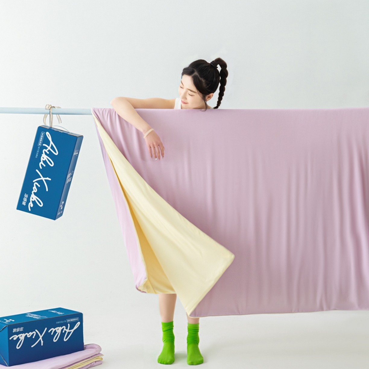 91家纺网 家纺一手货源 找家纺 爱彼家纺 2026新款冰吸薄荷A类氨纶黑科技凉感夏被冰薄荷空调被夏凉被-薄荷系列二 薄荷紫