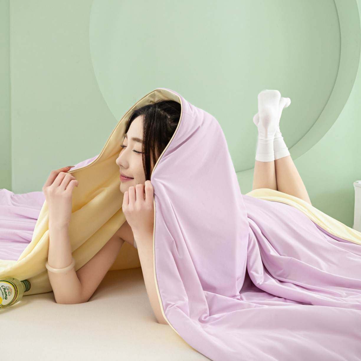 91家纺网 家纺一手货源 找家纺 爱彼家纺 2026新款冰吸薄荷A类氨纶黑科技凉感夏被冰薄荷空调被夏凉被-薄荷系列二 薄荷紫