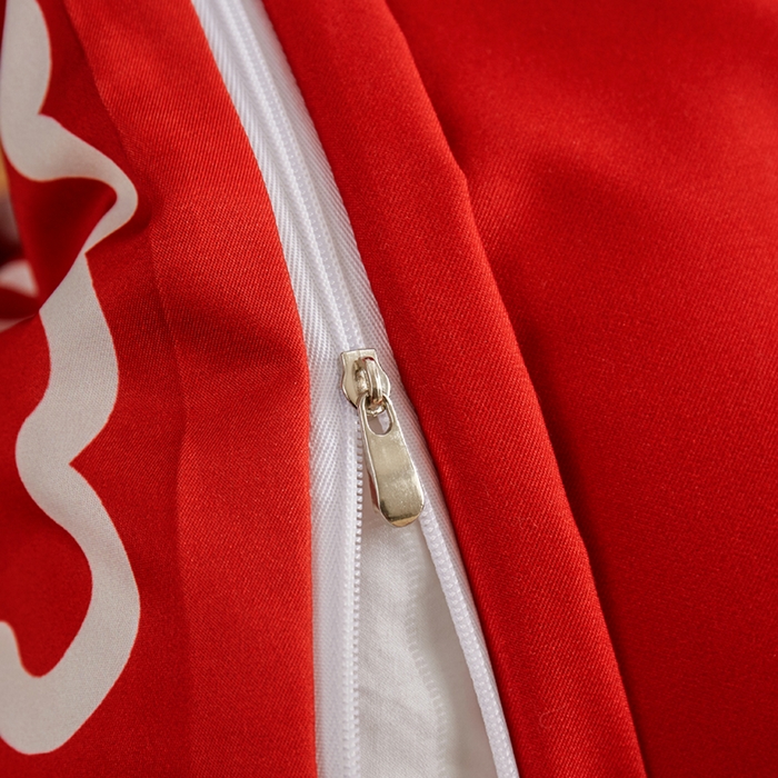 91家纺网 家纺一手货源 找家纺 啊雅家居 2026新款大红婚庆数码印花四件套床单款床笠款 恩爱