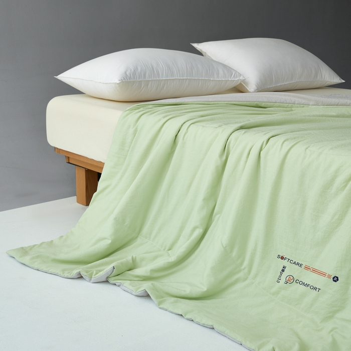 91家纺网 家纺一手货源 找家纺 蓝雀翎 2025新款深睡Pro3.0双感夏被系列 深睡Pro云感夏被-果绿