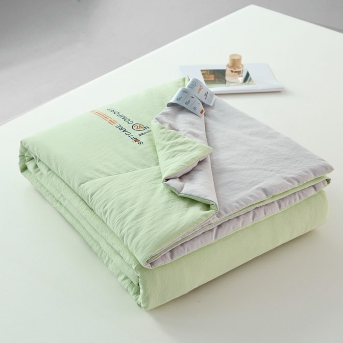 91家纺网 家纺一手货源 找家纺 蓝雀翎 2025新款深睡Pro3.0双感夏被系列 深睡Pro云感夏被-果绿