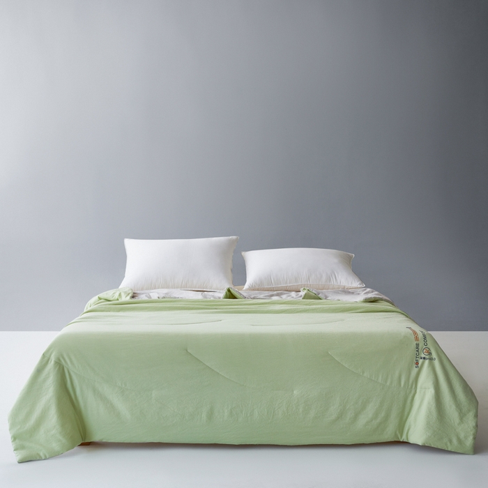 91家纺网 家纺一手货源 找家纺 蓝雀翎 2025新款深睡Pro3.0双感夏被系列 深睡Pro云感夏被-果绿