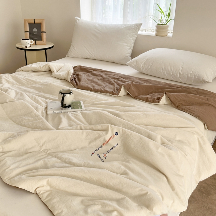 91家纺网 家纺一手货源 找家纺 蓝雀翎 2025新款深睡Pro3.0双感夏被系列 深睡Pro云感夏被-奶杏色