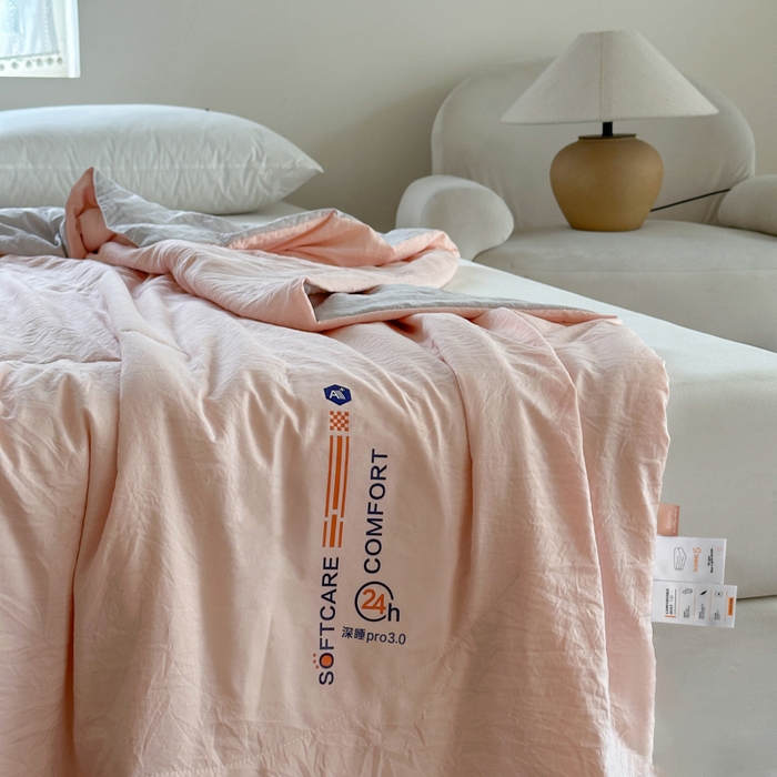 91家纺网 家纺一手货源 找家纺 蓝雀翎 2025新款深睡Pro3.0双感夏被系列 深睡Pro云感夏被-少女粉