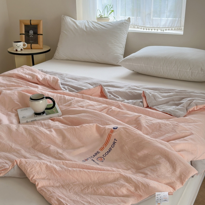 91家纺网 家纺一手货源 找家纺 蓝雀翎 2025新款深睡Pro3.0双感夏被系列 深睡Pro云感夏被-少女粉