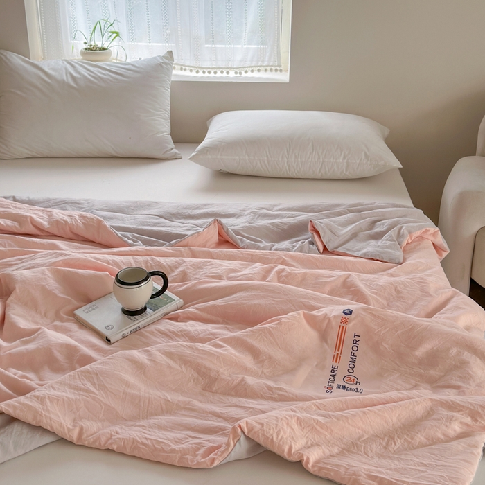 91家纺网 家纺一手货源 找家纺 蓝雀翎 2025新款深睡Pro3.0双感夏被系列 深睡Pro云感夏被-少女粉