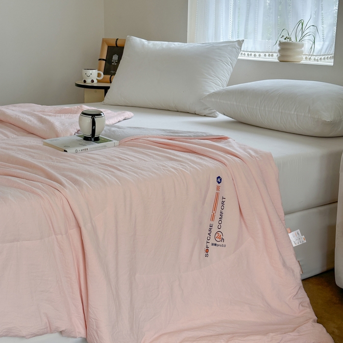 91家纺网 家纺一手货源 找家纺 蓝雀翎 2025新款深睡Pro3.0双感夏被系列 深睡Pro云感夏被-少女粉