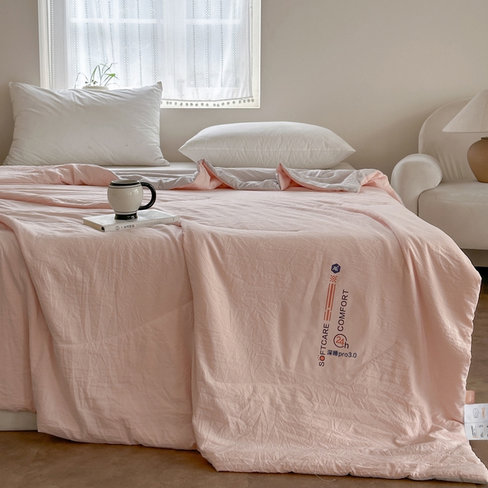 91家纺网 家纺一手货源 找家纺 蓝雀翎 2025新款深睡Pro3.0双感夏被系列 深睡Pro云感夏被-少女粉