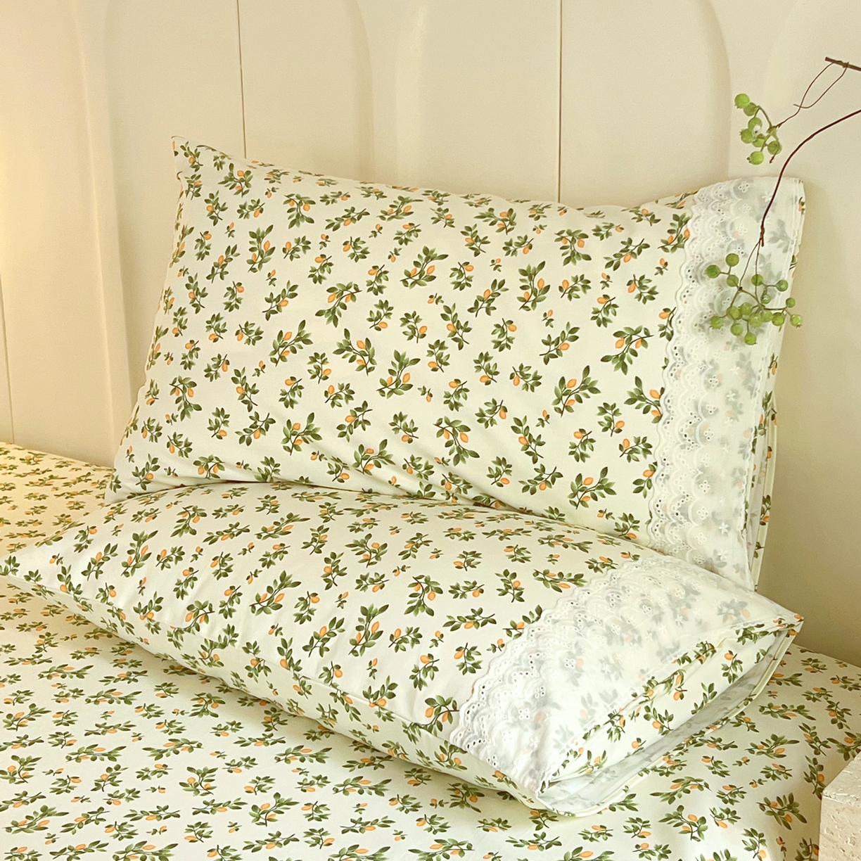 91家纺网 家纺一手货源 找家纺 春皖家纺 2026春夏新品老粗布花边款单枕套 枕套单件 花边-翠林音