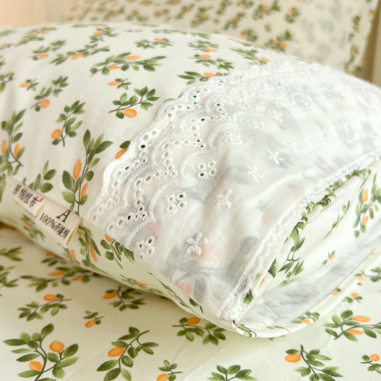 91家纺网 家纺一手货源 找家纺 春皖家纺 2026春夏新品老粗布花边款单枕套 枕套单件 花边-翠林音