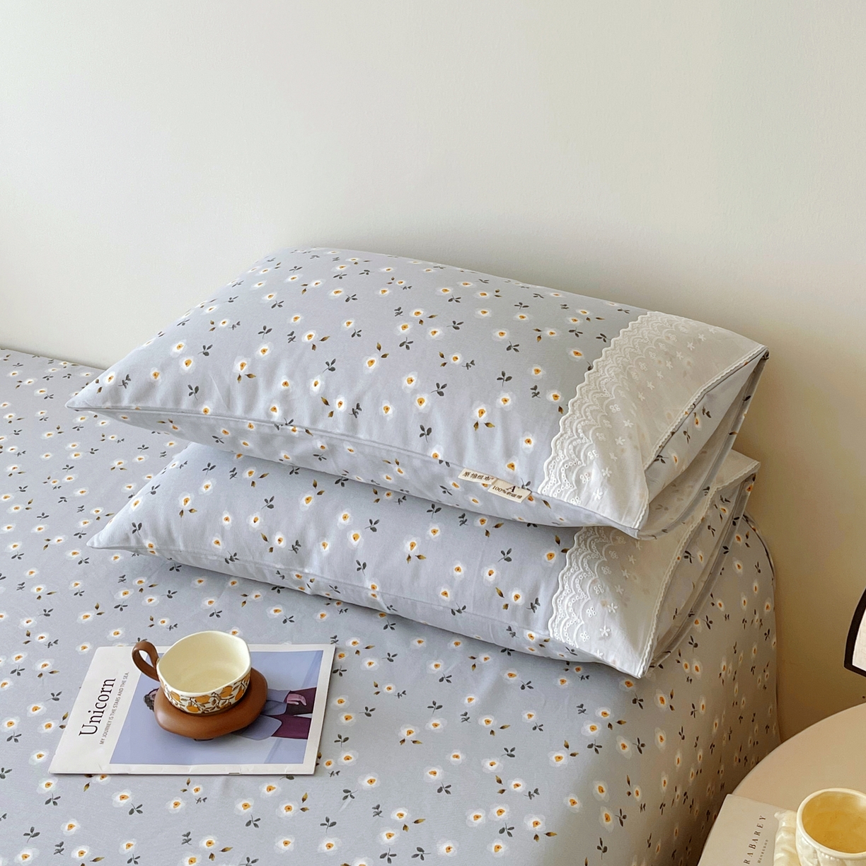 91家纺网 家纺一手货源 找家纺 春皖家纺 2026春夏新品老粗布花边款单枕套 枕套单件 花边-莱昂