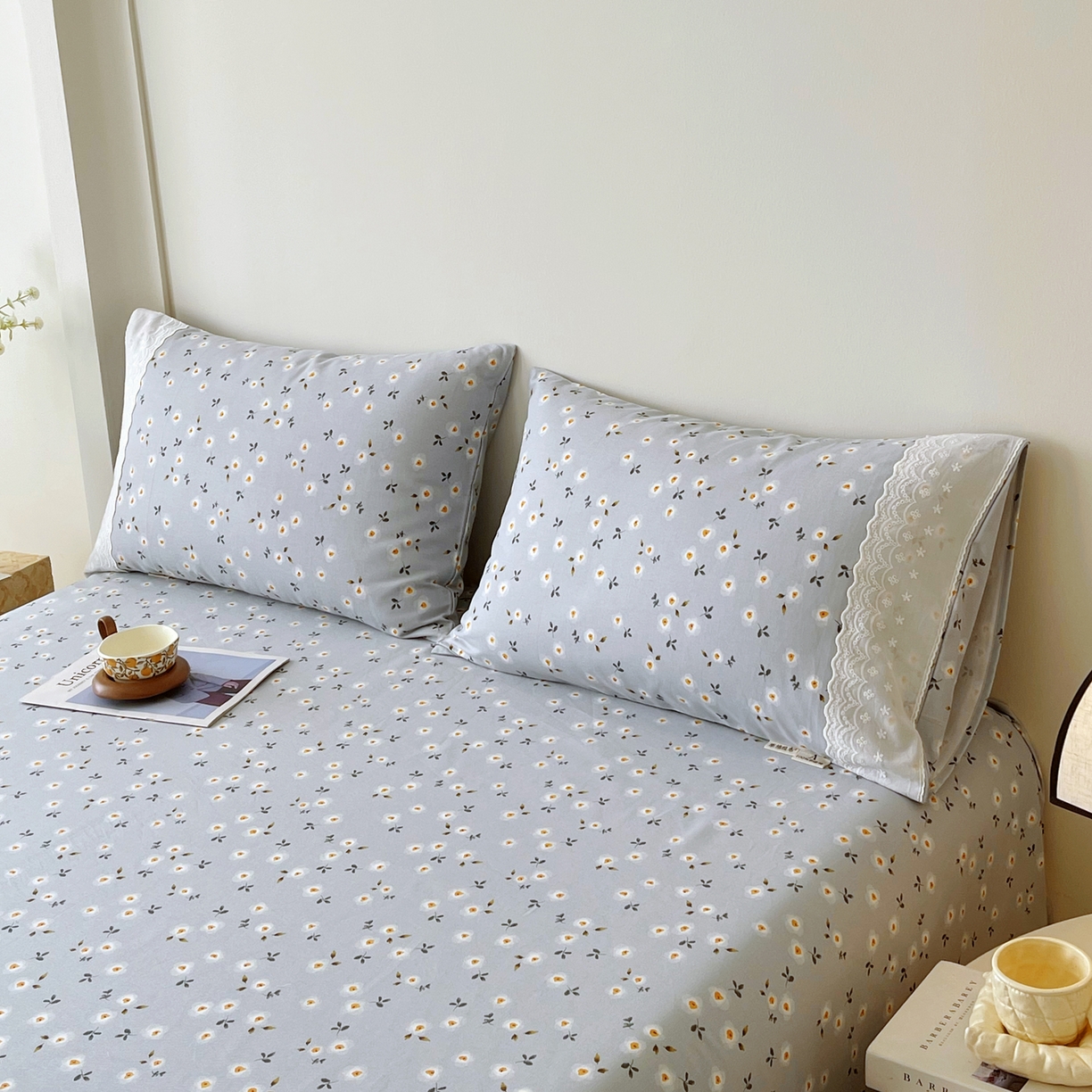 91家纺网 家纺一手货源 找家纺 春皖家纺 2026春夏新品老粗布花边款单枕套 枕套单件 花边-莱昂