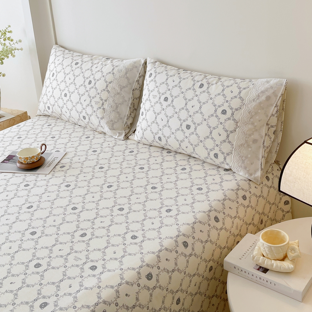 91家纺网 家纺一手货源 找家纺 春皖家纺 2026春夏新品老粗布花边款单枕套 枕套单件 花边-米娅