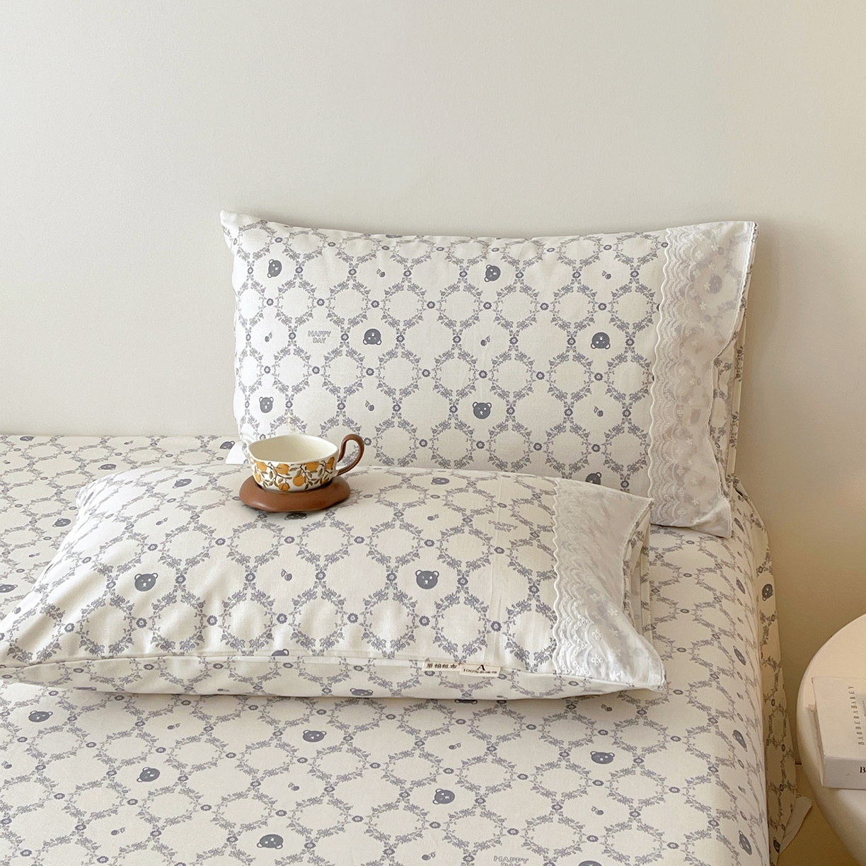 91家纺网 家纺一手货源 找家纺 春皖家纺 2026春夏新品老粗布花边款单枕套 枕套单件 花边-米娅