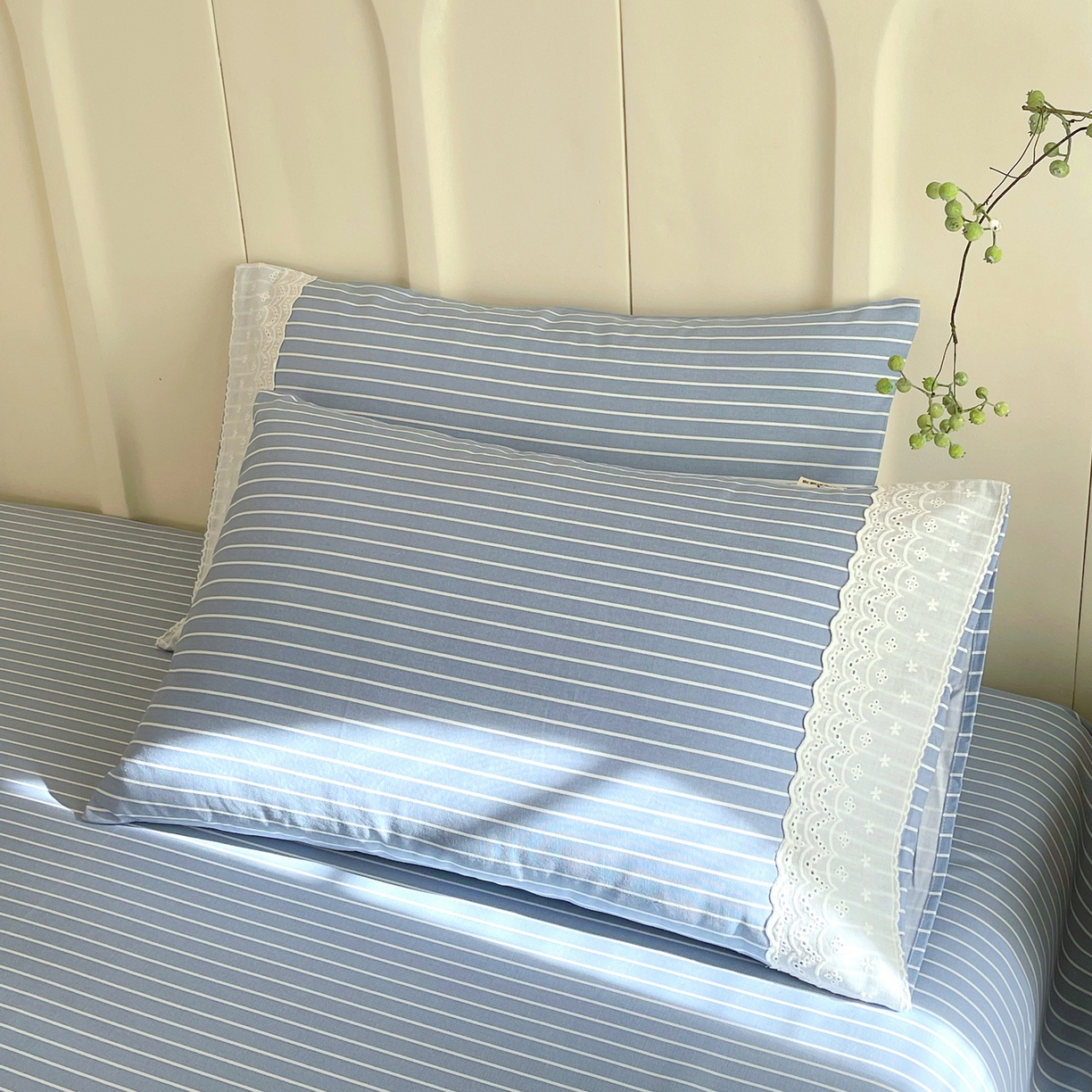 春皖家纺 2026春夏新品老粗布花边款单枕套 枕套单件 花边-细川聚