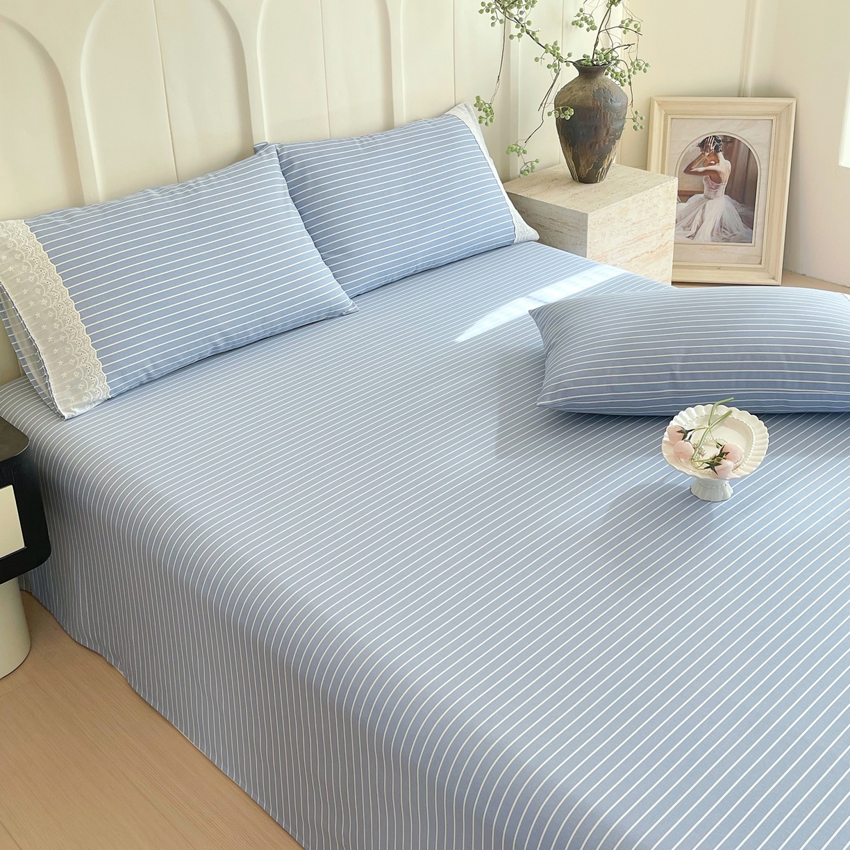 91家纺网 家纺一手货源 找家纺 春皖家纺 2026春夏新品老粗布花边款单枕套 枕套单件 花边-细川聚