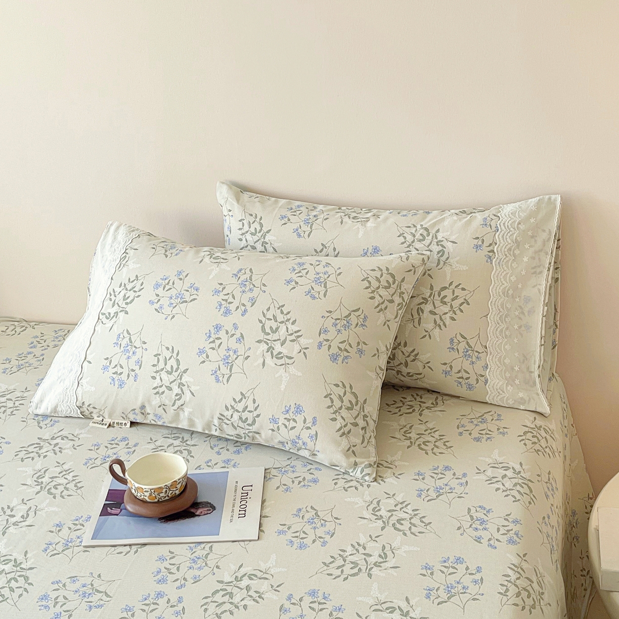 春皖家纺 2026春夏新品老粗布花边款单枕套 枕套单件 花边-香颂