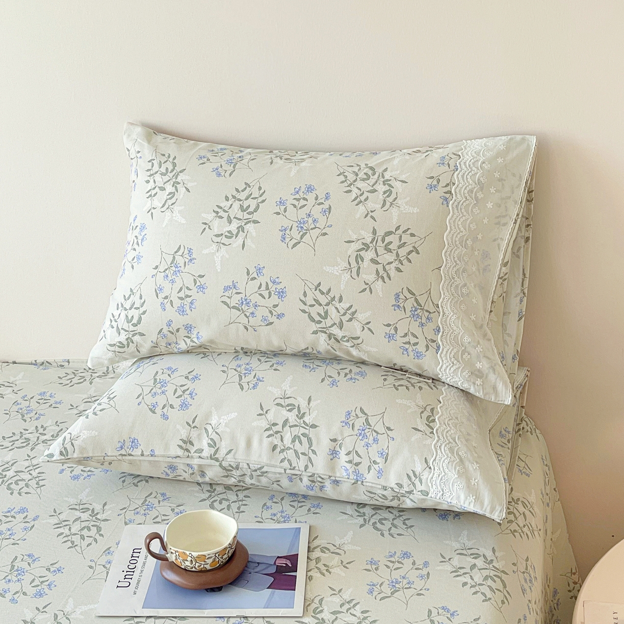 91家纺网 家纺一手货源 找家纺 春皖家纺 2026春夏新品老粗布花边款单枕套 枕套单件 花边-香颂