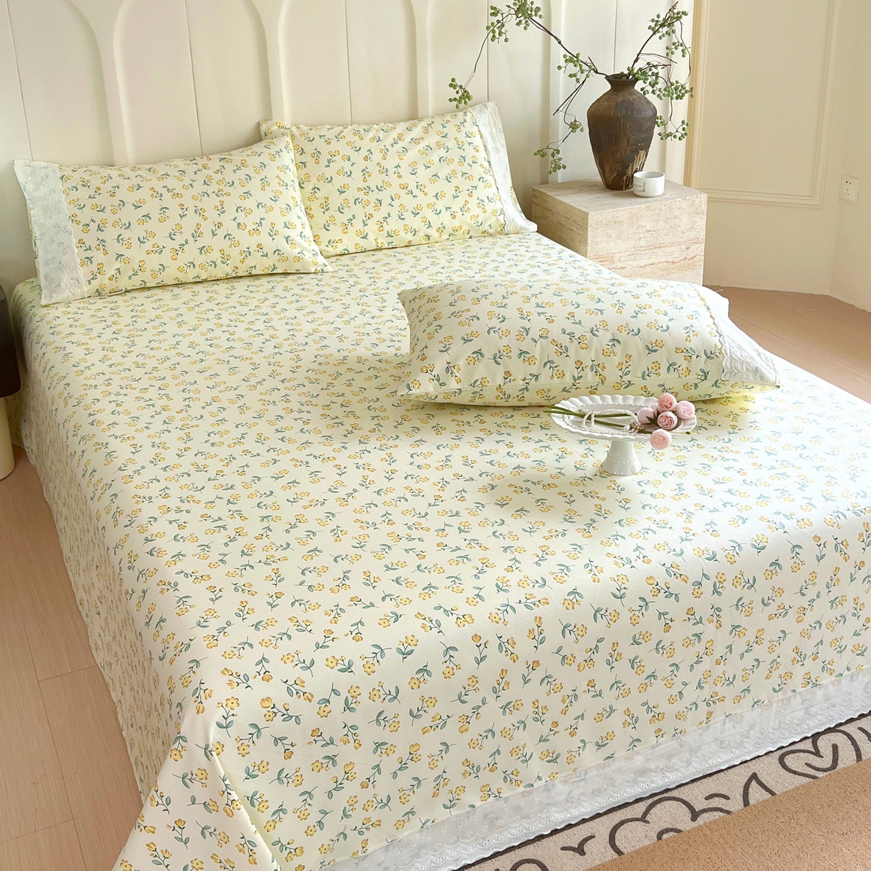 91家纺网 家纺一手货源 找家纺 春皖家纺 2026春夏新品老粗布花边款单枕套 枕套单件 花边-伊兰