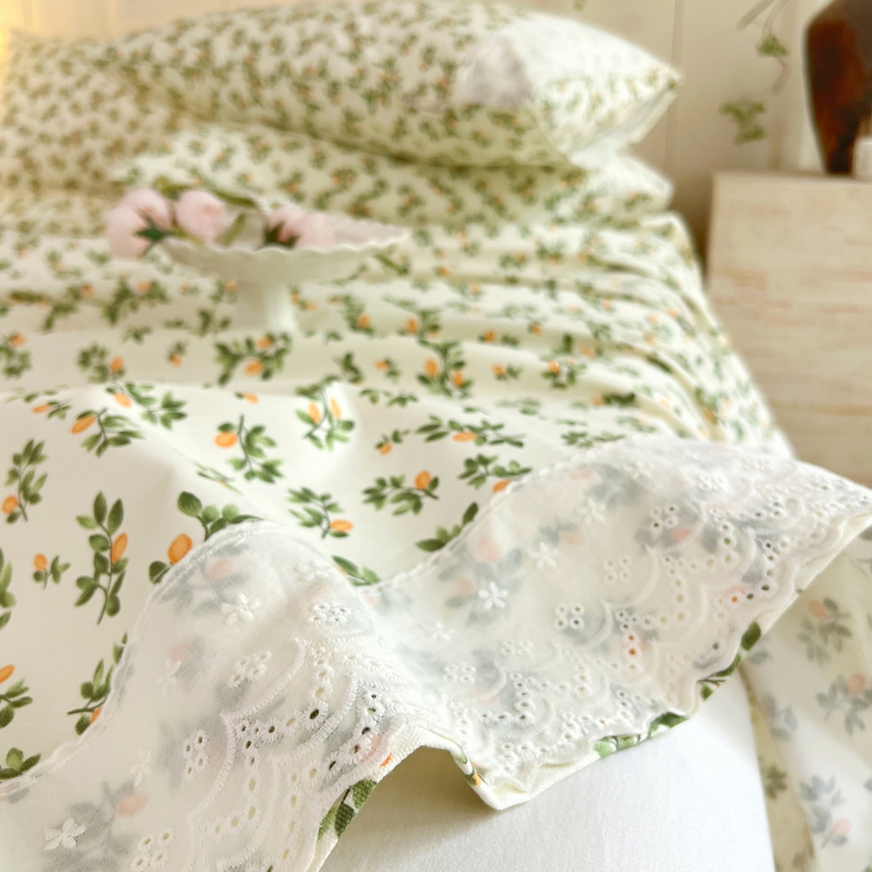 91家纺网 家纺一手货源 找家纺 春皖家纺 2026春夏新款老粗布花边款凉席席子单床单 床单单件 花边-翠林音