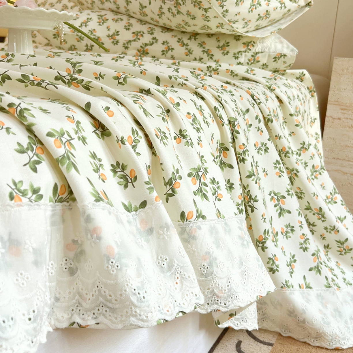 91家纺网 家纺一手货源 找家纺 春皖家纺 2026春夏新款老粗布花边款凉席席子单床单 床单单件 花边-翠林音