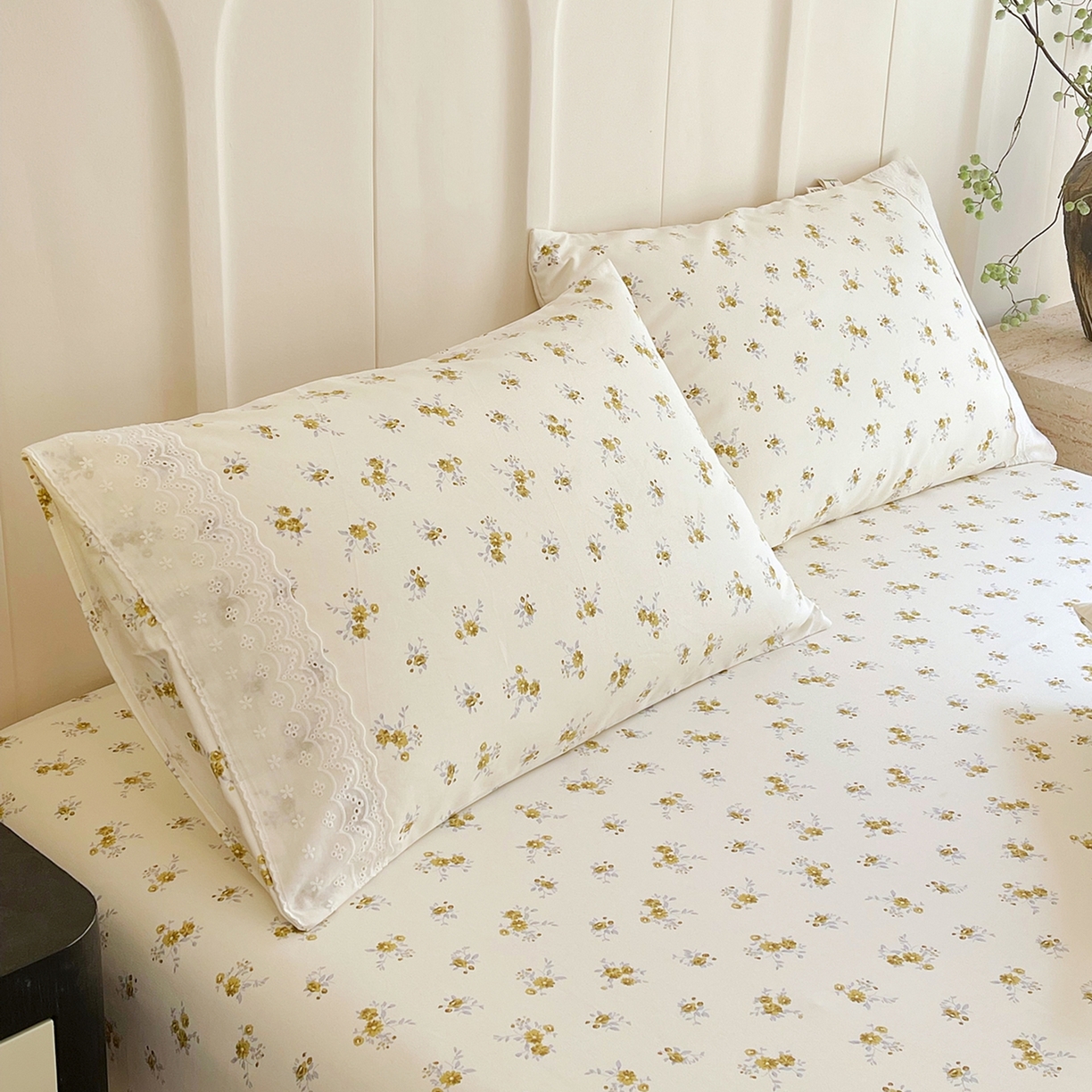 91家纺网 家纺一手货源 找家纺 春皖家纺 2026春夏新款老粗布花边款凉席席子单床单 床单单件 花边-倩影米