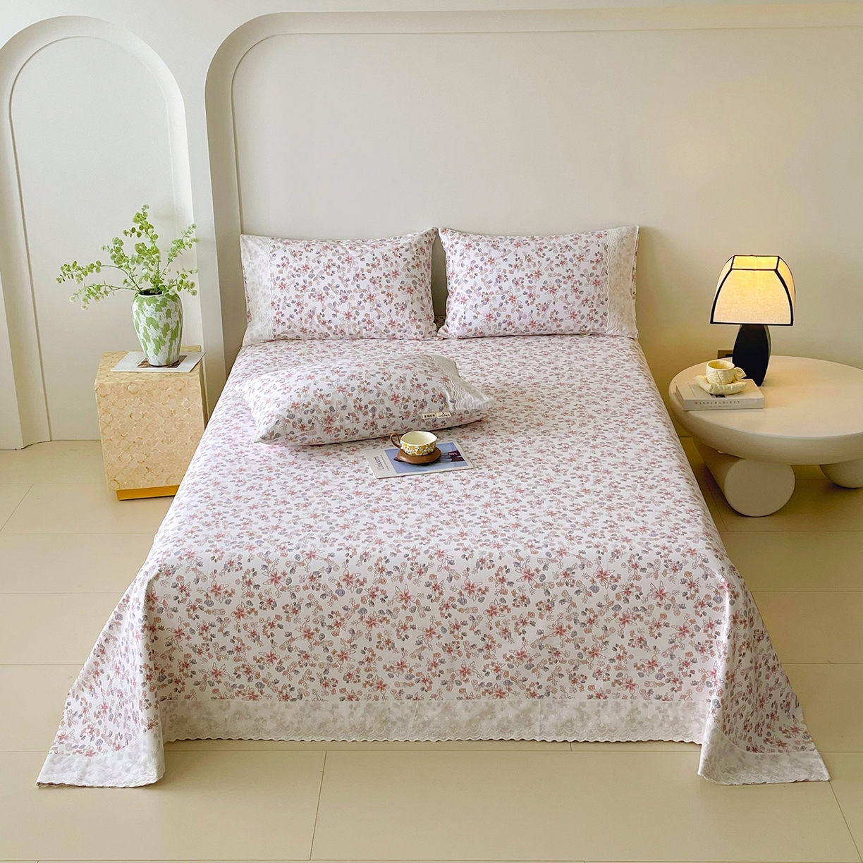 春皖家纺 2026春夏新款老粗布花边款凉席席子单床单 床单单件 花边-塞西