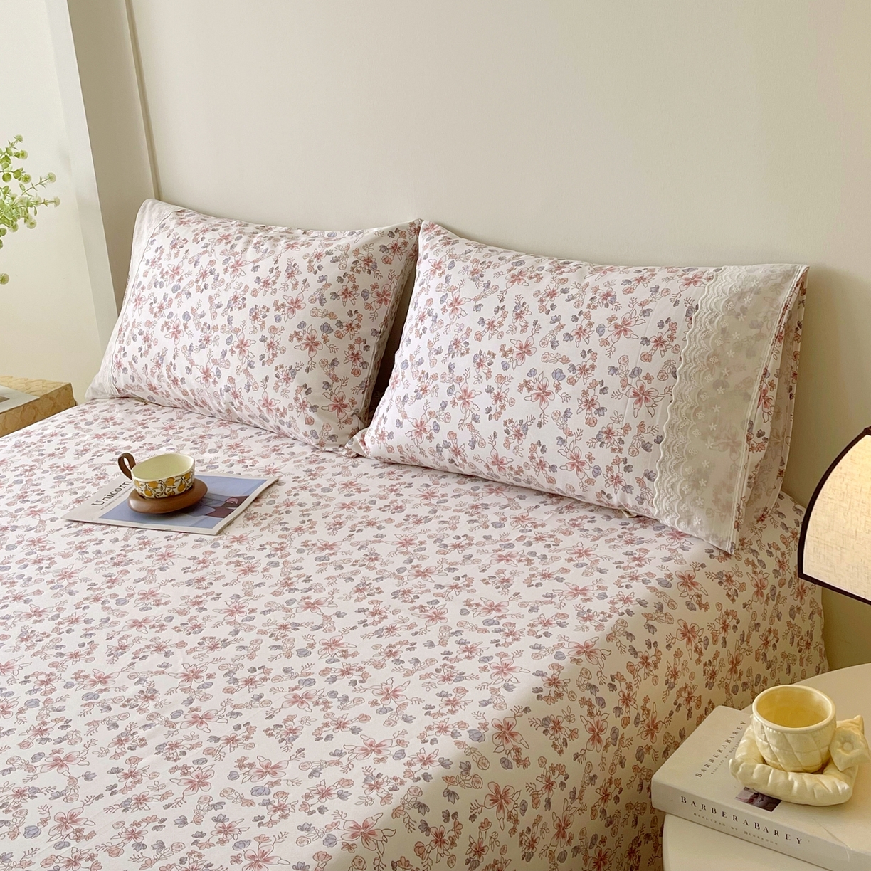 91家纺网 家纺一手货源 找家纺 春皖家纺 2026春夏新款老粗布花边款凉席席子单床单 床单单件 花边-塞西