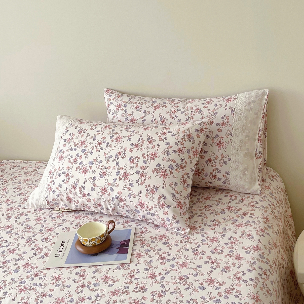 91家纺网 家纺一手货源 找家纺 春皖家纺 2026春夏新款老粗布花边款凉席席子单床单 床单单件 花边-塞西