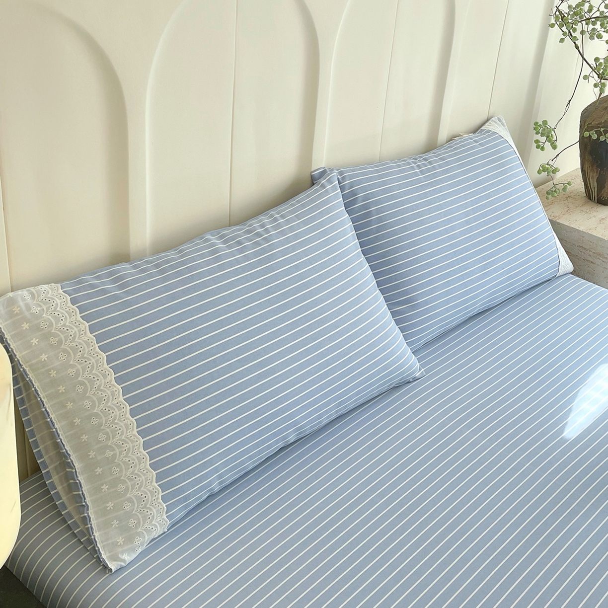 91家纺网 家纺一手货源 找家纺 春皖家纺 2026春夏新款老粗布花边款凉席席子单床单 床单单件 花边-细川聚