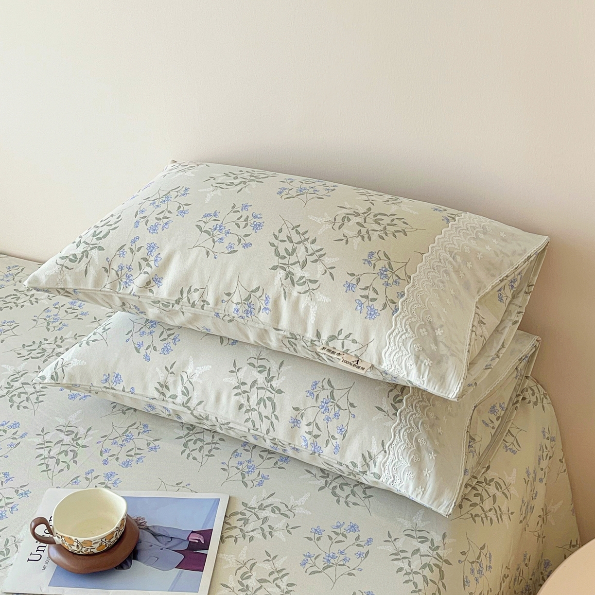 91家纺网 家纺一手货源 找家纺 春皖家纺 2026春夏新款老粗布花边款凉席席子单床单 床单单件 花边-香颂