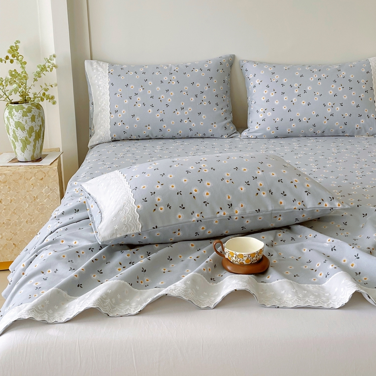 91家纺网 家纺一手货源 找家纺 （总）春皖家纺 2026春夏新款老粗布花边款凉席席子单床单 床单单件