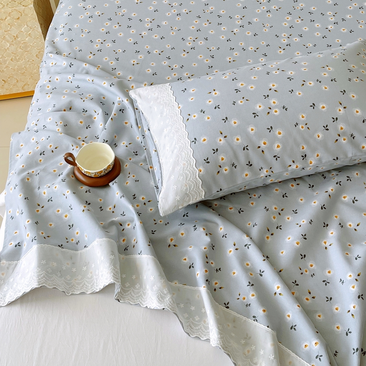 91家纺网 家纺一手货源 找家纺 （总）春皖家纺 2026春夏新品老粗布花边款单枕套 枕套单件