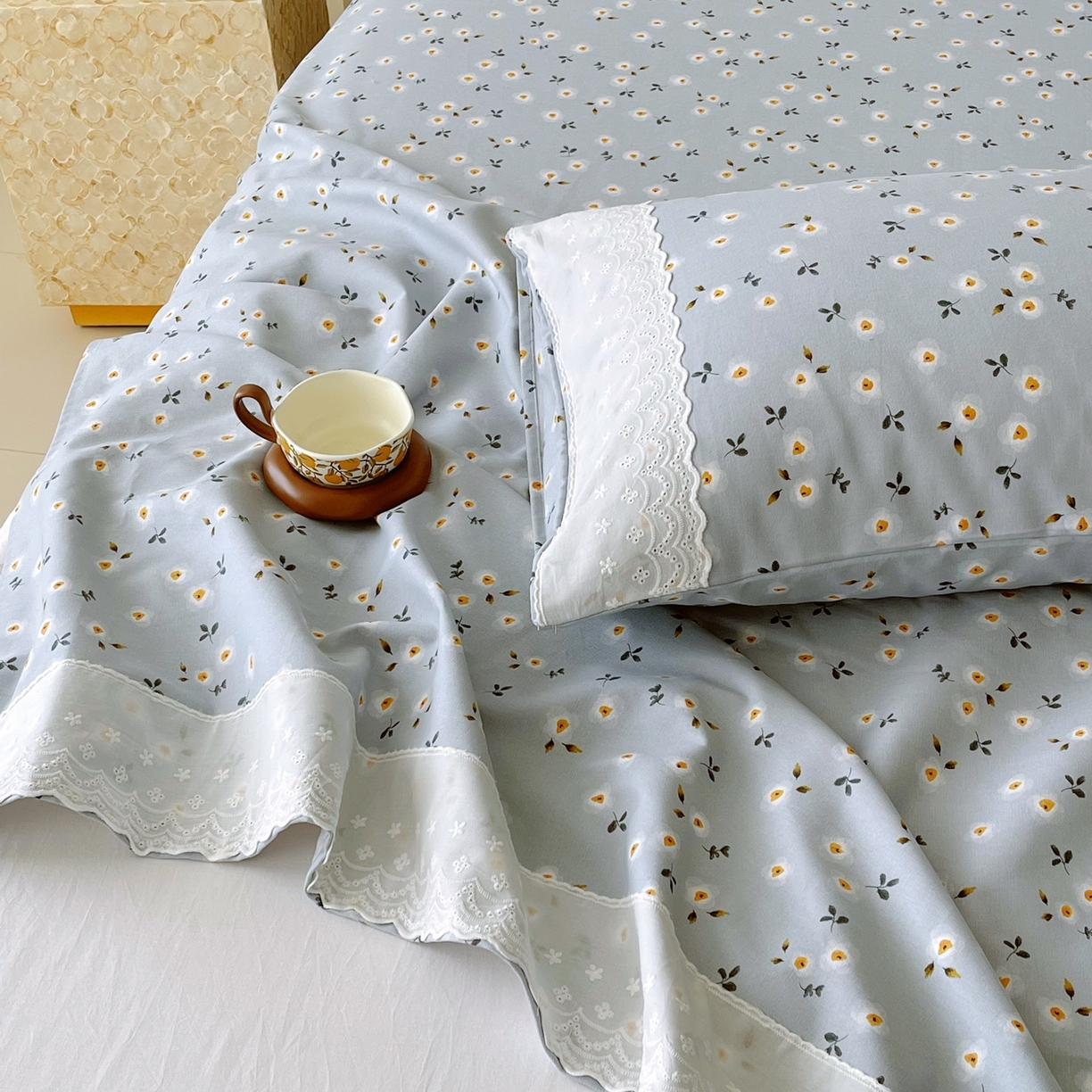 91家纺网 家纺一手货源 找家纺 （总）春皖家纺 2026春夏新品老粗布花边款单枕套 枕套单件