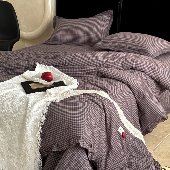 91家纺网 家纺一手货源 找家纺 床盖工厂店 2026新款双面水洗全棉填充新疆棉花床盖四件套 赫本灰