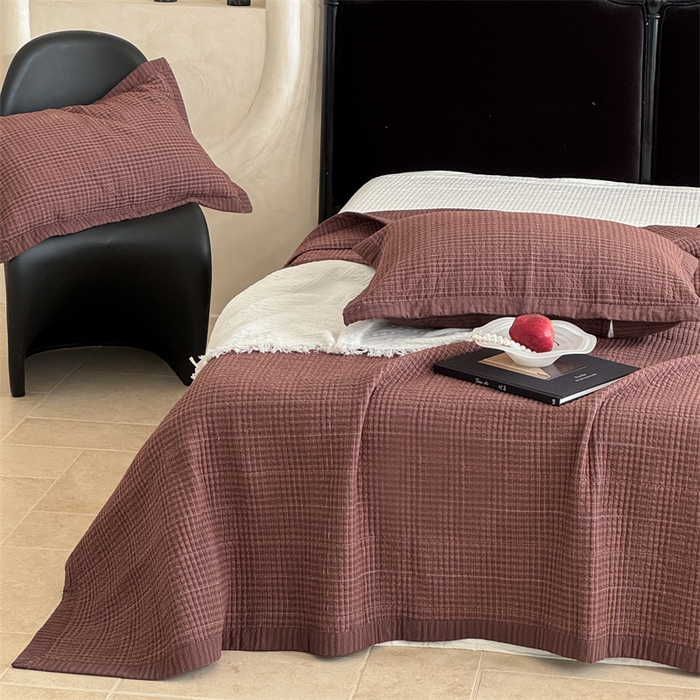 91家纺网 家纺一手货源 找家纺 床盖工厂店 2026新款双面水洗全棉填充新疆棉花床盖四件套 赫本咖