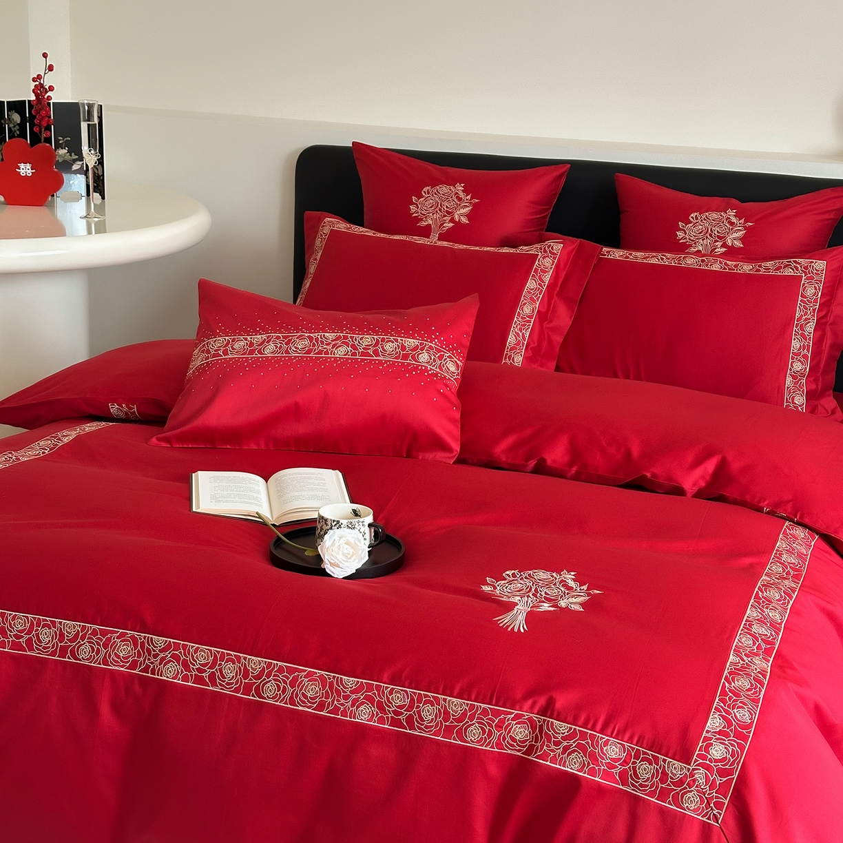 91家纺网 家纺一手货源 找家纺 （总）曼布缇 2026春夏新款长绒棉刺绣四件套-素雅怡人（会员减20  券后控价418起）