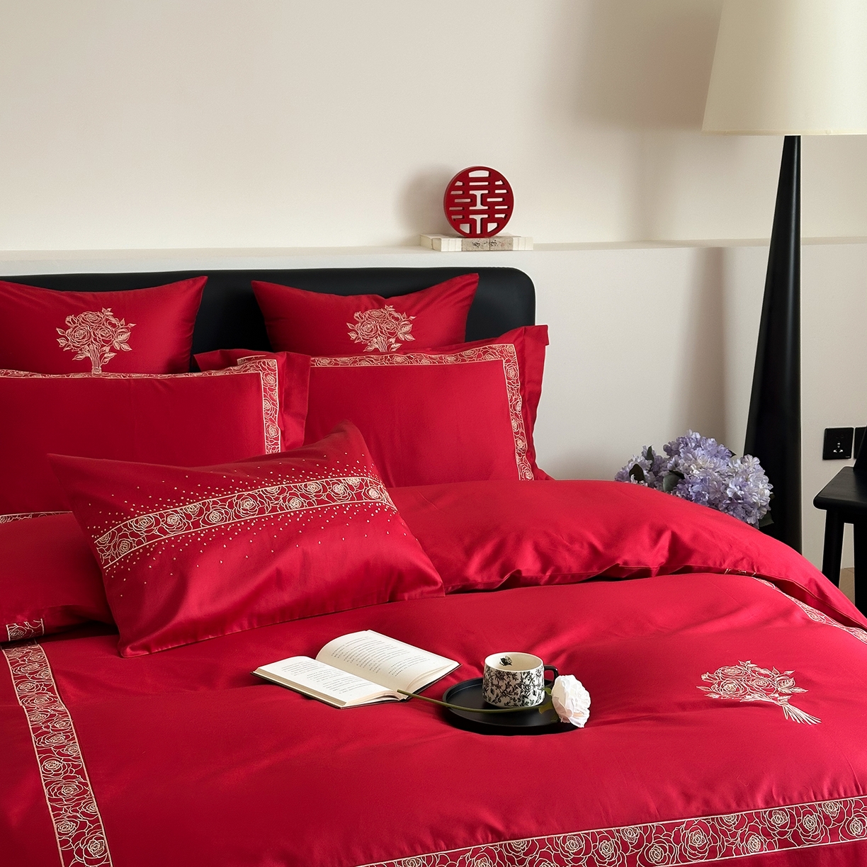 91家纺网 家纺一手货源 找家纺 （总）曼布缇 2026春夏新款长绒棉刺绣四件套-素雅怡人（会员减20  券后控价418起）