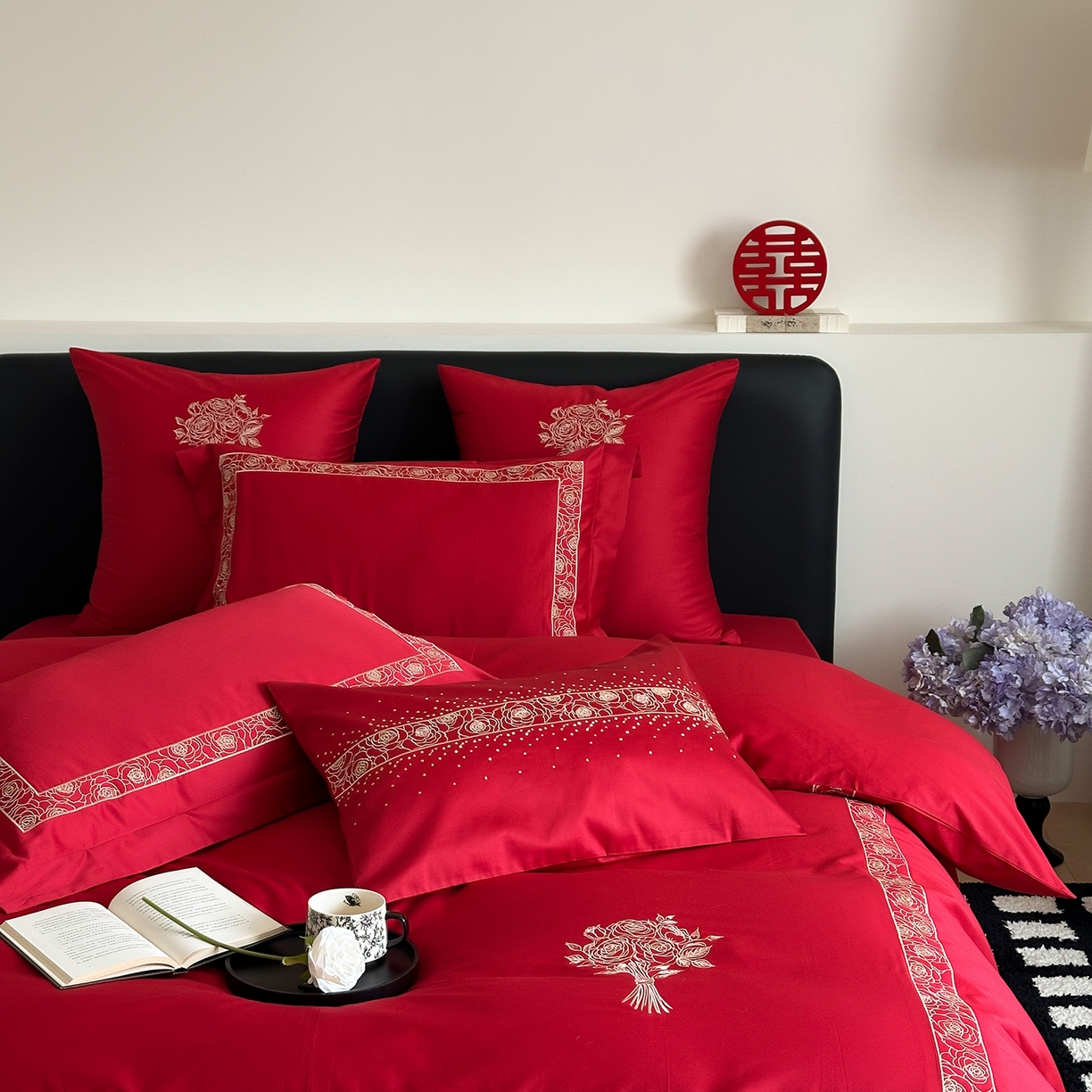 91家纺网 家纺一手货源 找家纺 （总）曼布缇 2026春夏新款长绒棉刺绣四件套-素雅怡人（会员减20  券后控价418起）