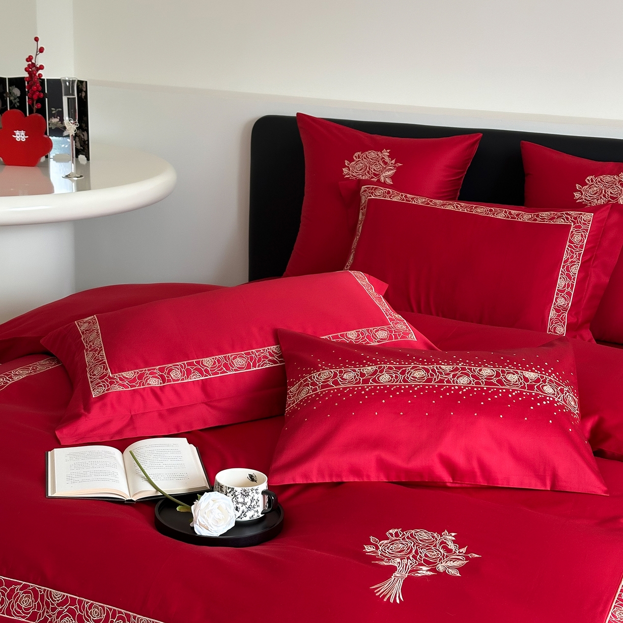 91家纺网 家纺一手货源 找家纺 （总）曼布缇 2026春夏新款长绒棉刺绣四件套-素雅怡人（会员减20  券后控价418起）