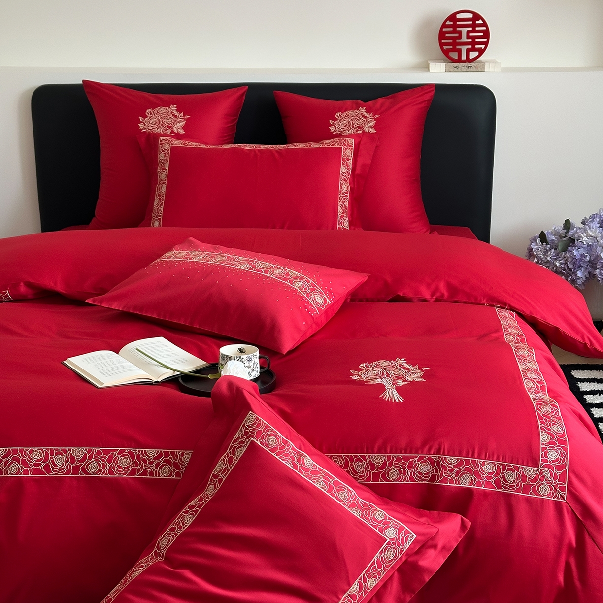 91家纺网 家纺一手货源 找家纺 （总）曼布缇 2026春夏新款长绒棉刺绣四件套-素雅怡人（会员减20  券后控价418起）