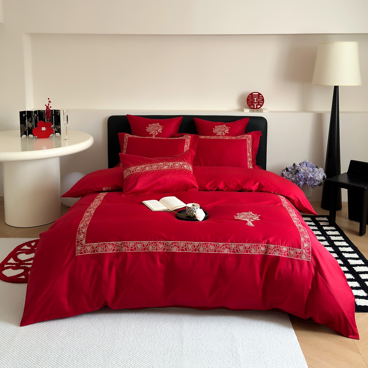 91家纺网 家纺一手货源 找家纺 （总）曼布缇 2026春夏新款长绒棉刺绣四件套-素雅怡人（会员减20  券后控价418起）