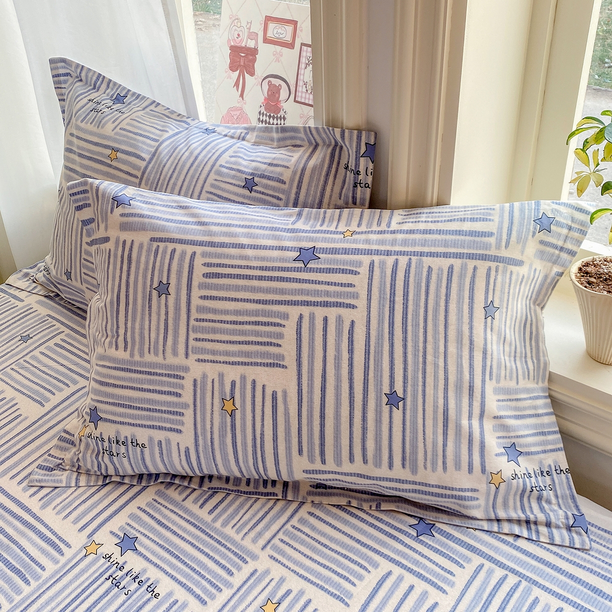 91家纺网 家纺一手货源 找家纺 （总）花梦欣 2026新款全棉印花单品系列3简约卡通款-单枕套